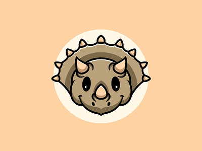 Cute Baby Triceratops Smiling Icon adorable branding graphic design ui