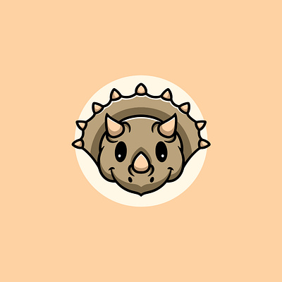 Cute Baby Triceratops Smiling Icon adorable branding graphic design ui
