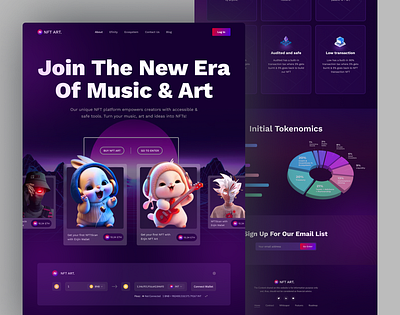 NFT Landing Page Design 3d animation branding clean cryptocurrency ecommerce finance freelancer bank account graphic design homepage illustration investment kitty uix landing landing page design nft landing page design. symbol ui ux vector website