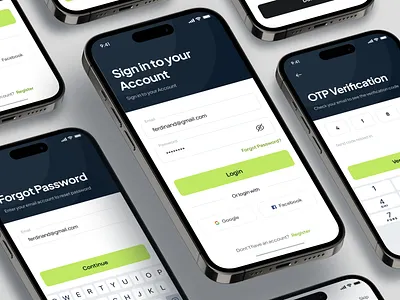 Online Course App - Onboarding, Login, Register, Forgot Password app design confirm email course mobile app forgot password input field login mobile mobile app mobile kit modal onboarding register sign in sign up signin signup splash screen ui ui kit ux