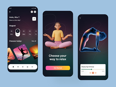 Yoga mobile app design app app design design fitness meditation mental mental health mindful mobile mobile app mobile app design modern ui ux wellness yoga yoga app yoga app design yoga application yoga mobile app