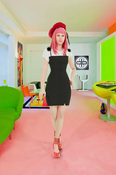 A Girl with the Pink hair and Red Beret 3d 3dfashion characterdesign
