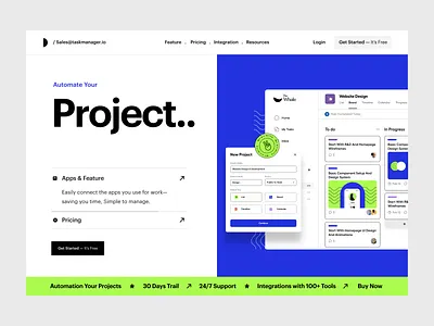 Landing Page Design branding calendar clean header landing page marketing page product project project management saas task task manager typography ui ui ux user experience ux web app web design website design