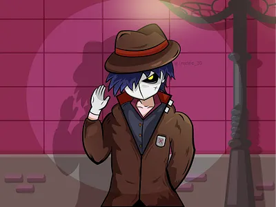 Brown suit 2d character illustration mask spy suit vector