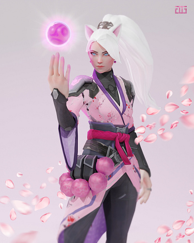 Valorant Sage - Sakura x kitsune Concept Art 3d 3dfashion characterdesign