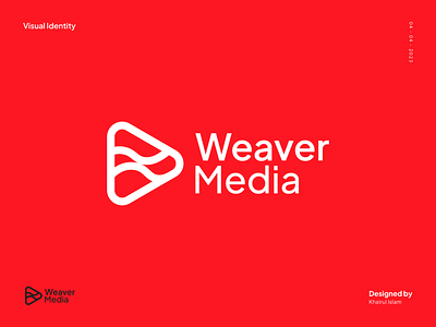 Weaver Media agency apps icon branding bright company consulting icon identity logo logodesigner logomaker mark marketing media play red sass software ui wave