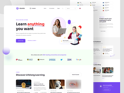 Course Website Design branding consultancy course design edtech education homepage landing page learning online student ui ux website