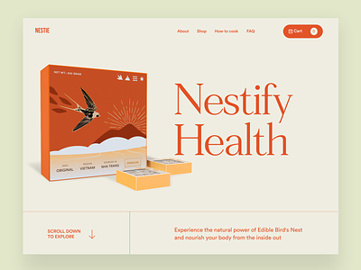 Nestie - the online shop for premium edible bird nest cart concept design layout natural nest online packaging premium product shop shopping typography ui uxui visual web website