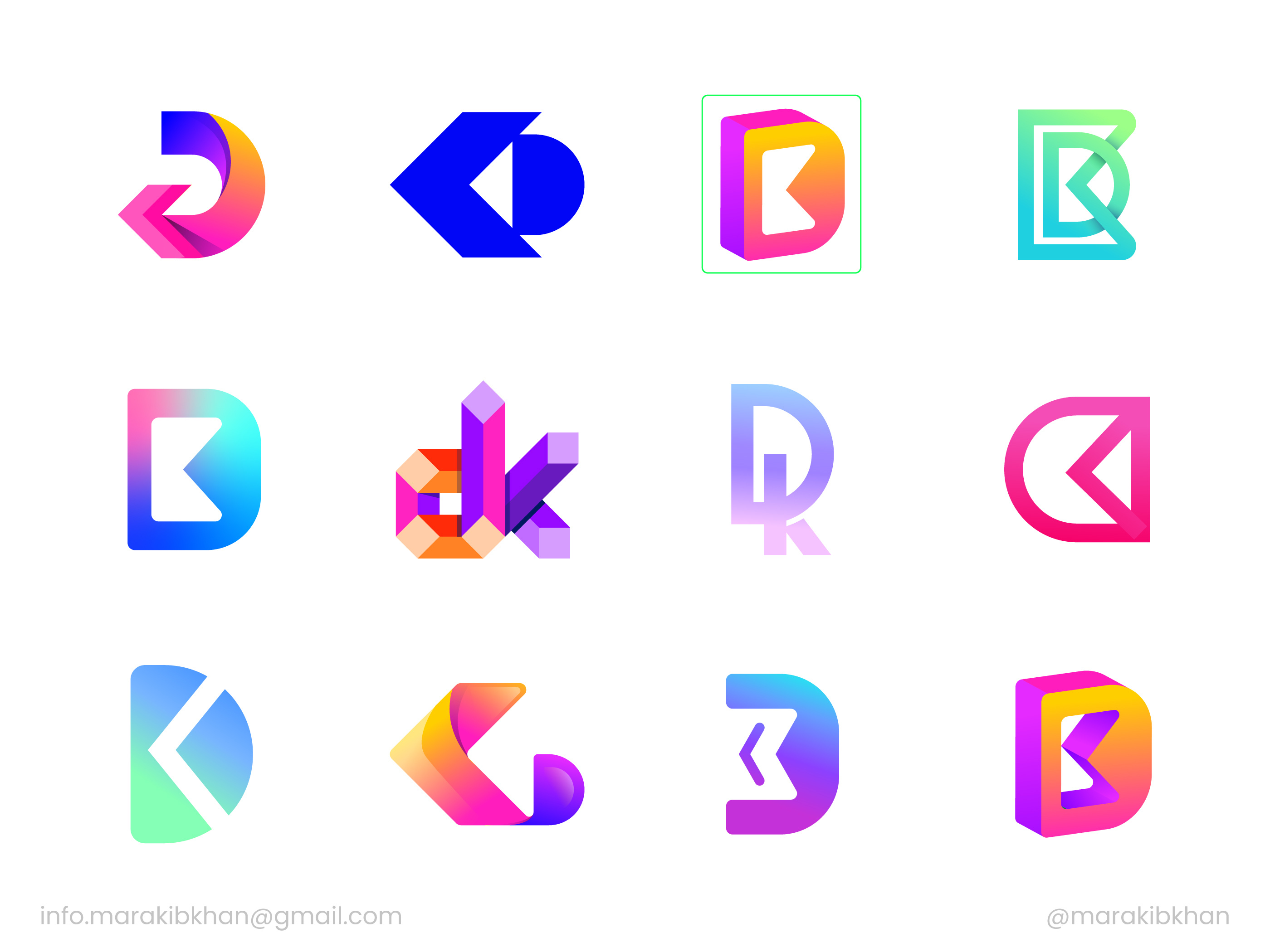 Logo design concepts for DK agency abstract logo brand designer business logo colorful logo creative gradient logo letter logo logo logo and branding logo collection logo designer logo folio logo for sale logo mark symbol logo trends monogram letter mark startup logo tech technology unique logo