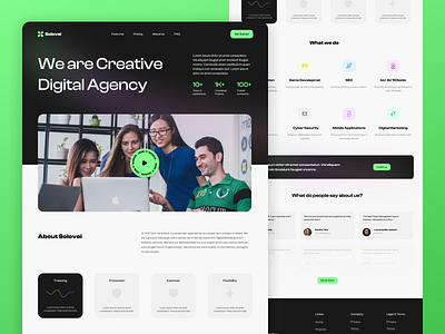 Solovei Design Agency Landing Page agency branding designagency feedback green landingpage portfolio video webdesign branding