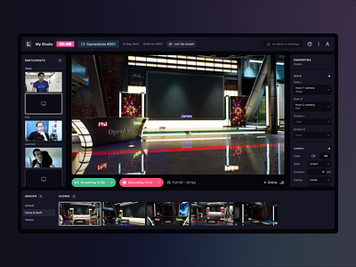 LightTwist 1.0 — Studio clean dark dark mode interface live product product design studio tonik ui user video video production videochat web