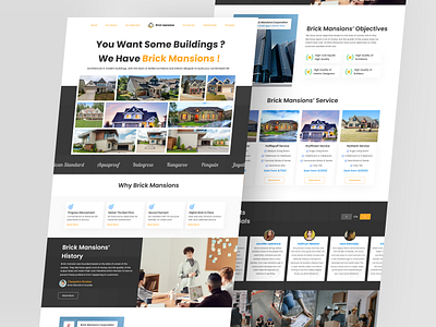 Brick Mansion - Architectural Landing Page app branding builder clean design get started illustration indonesia landing page login logo ui ux vector