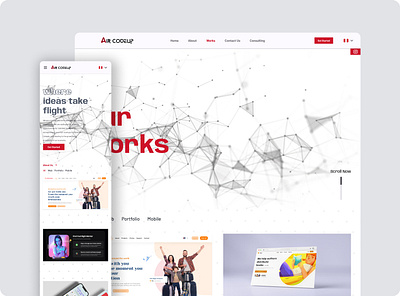 Our works-Aircodeup project app design graphic design illustration landing page ui ux vector