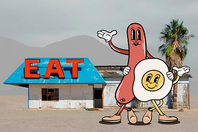 Retro Party cartoon clipart creative market cute design food graphic design illustration retro retro logo vector