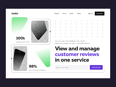 Landing Page for Customer Reviews Service customer customer service hero section home page landing page management marketing minimal design organize product product page responce review sales service support team tool web webdesign
