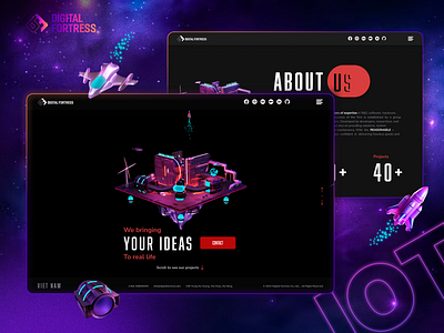 Digital Fortress - Web application for software company 3d branding dashboard digitalfortress iot dashboard landingpage logo ui ux web motion webapplication