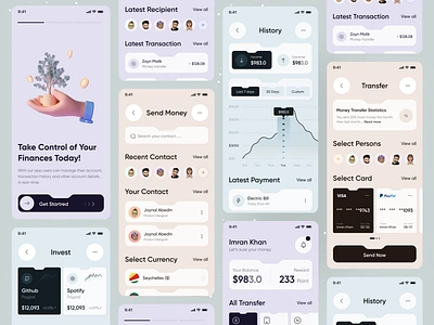 Banking App UI app bank app banking card creative design finance fintech ios app minimal mobile money money transfer ofspace payment personal finance saving transaction ui wallet