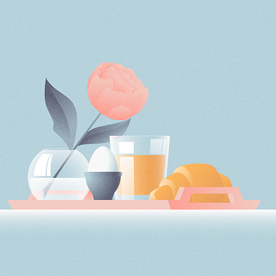 Breakfast in bed breakfast croissant flower illustration juice