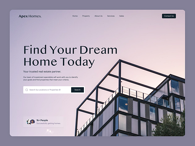 Apex Homes Real Estate Website. animation architecture clean creative design figma flat interface landing page minimal property real estate website service typography ui ux web web design website website design