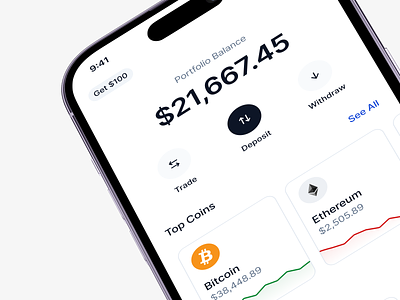 CoinMENA - Crypto App / Home app balance btc eth clean coinbase coinmena crypto app crypto money dashboard deposit design design system fintory home light mode trade ui user interface ux withdraw