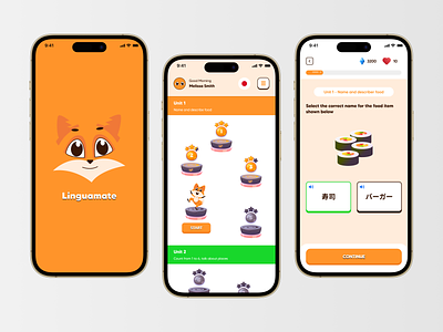 Linguamate - Language Learning Application app chapters design food items fun learn japanese language language app language learning languages learn learner learning learning app learning platform mobile app ui ui desigb ux words