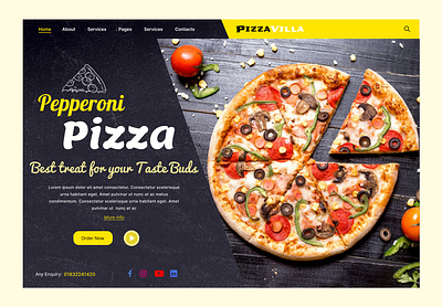 Pizza Delivery Banner Page app banner best pizza branding call now concept delivery design graphics hero section illustration logo order order now page pizza pizzavilla site ui ux