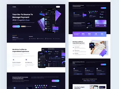 Website Design for Fintech Mobile App finance startup fintech mobile app landing page ui design website design