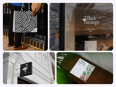 Elegance in Design: Black Flamingo Interior Studio animal brand branding elegant flaming identity interior logo logotype pattern studio