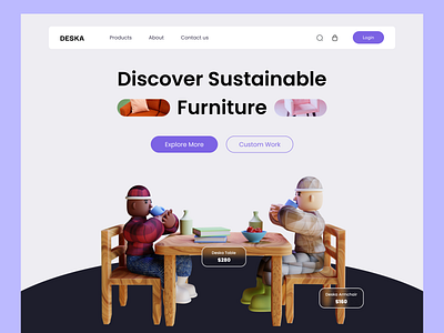 Furniture Landing Page 3d animation app branding design graphic design illustration logo mobile app motion graphics typography ui ux vector