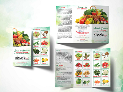 Grocery Shop Vegetable and Fruits Trifold Brochure agriculture branding brochure design catalogue design export company branding food packaging design trifold brochure trifold brochure design vegetable brochure vegetable catalogue