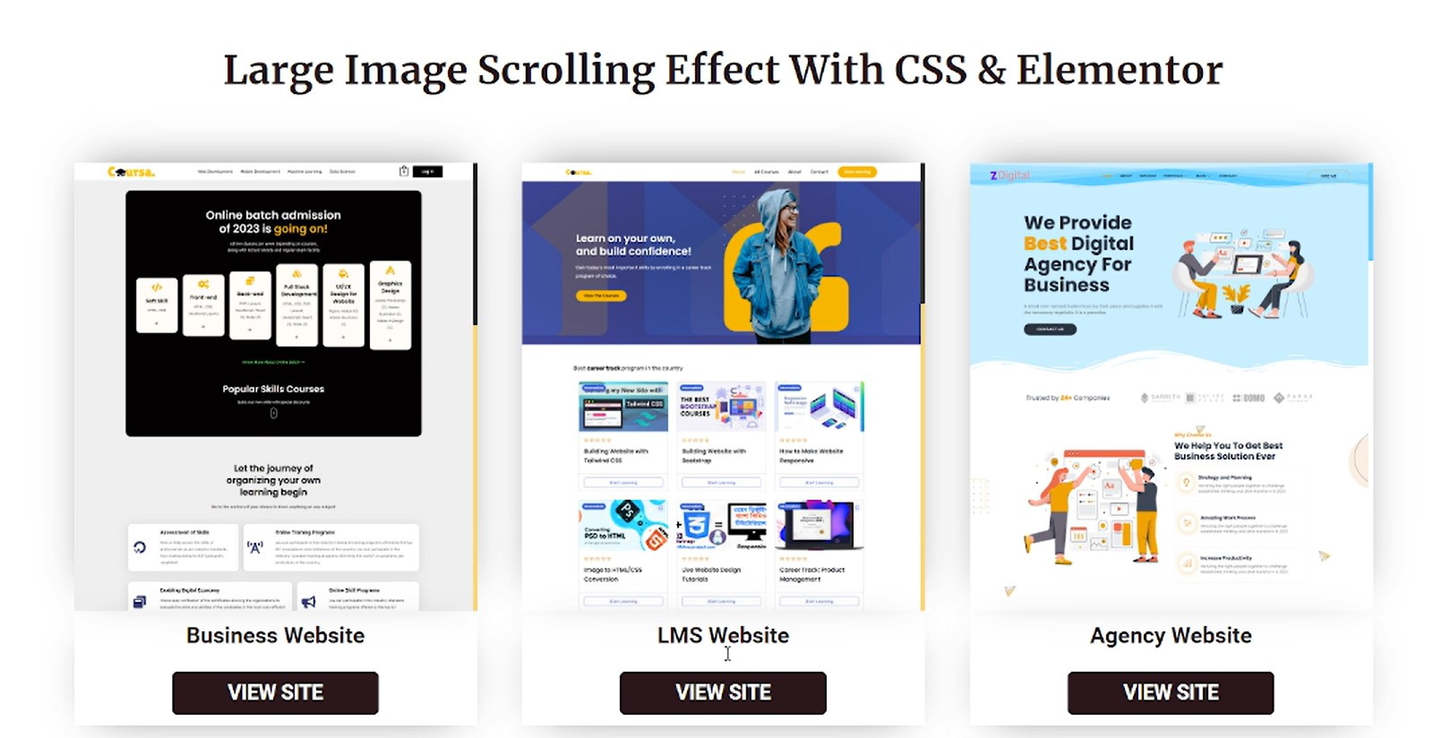 Image Scrolling Effect With CSS & Elementor​ by Zahid Hasan agency website bugfix css custom section elementor elementor pro javascript landing page design website customization wordpress website wpdevelopment wpwebsite