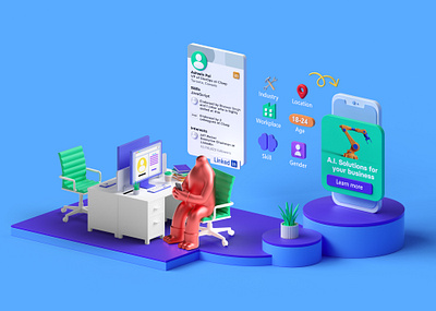 Cluep - 3D Brand Illustrations 3d 3danimation 3dart animation b3d blender blender3d branding c4d cinema4d colorful design geometric illustration loop motion render set simple uiux