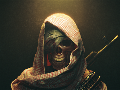 Dead Shmakh 3d ak47 arabic blender dead dramatic rifle scarf skull