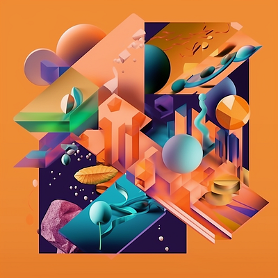 Peachy Iso abstract apricot aroma blossom captivating design eye catching futuristic illustration isometric