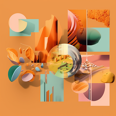 Peachy Inspiration Board abstract apricot aroma blossom captivating color sheme design futuristic illustration isometric modern pantone color