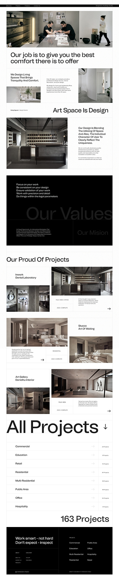 Minimal Interior Homepage Design architect black black white branding clean design heydesign minimal minimalist page layout project studio ui design website design white