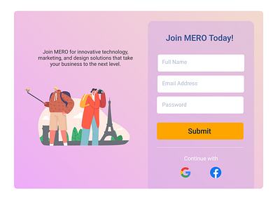 MERO: Innovative Solutions for Business and Design accessibility branding dailyui design digitaldesign figma inclusive mero signupform uidesign userexperience userinterface uxdesign visualdesign webdesign