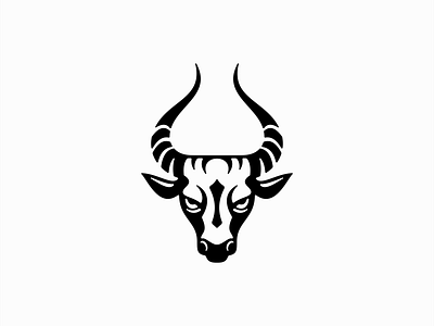 Bull Head Logo angus animal beef branding bull cattle design emblem farm horns icon identity illustration logo mark negative space sports symbol symmetry vector