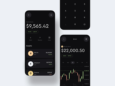 Mobile app - cryptowallet app bitcoin blockchain crypto cryptowallet finance mi minimalism mobile app modern ui ux wallet