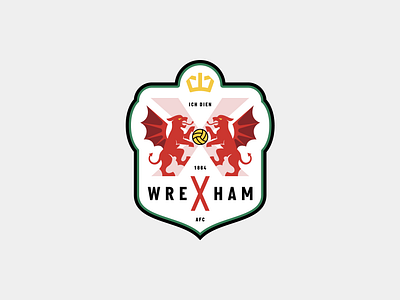 Wrexham Emblem branding crest crown dragon dragons emblem football geometric icon logo minimal soccer soccer crest sports symbol