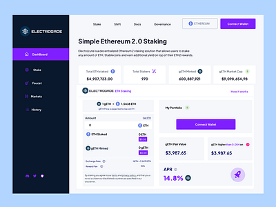 Electrogade : Staking Solution blockchain crypto defi design ui website