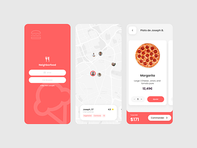 Neighborfood branding dailyui dailyuichallenge design figma flat food lewagon login map pizza ui wagon