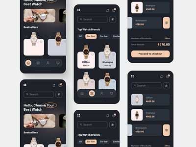 Watch Shop Mobile App mobile ui mobile ui ux moile app ui design watch watch shop mobile app