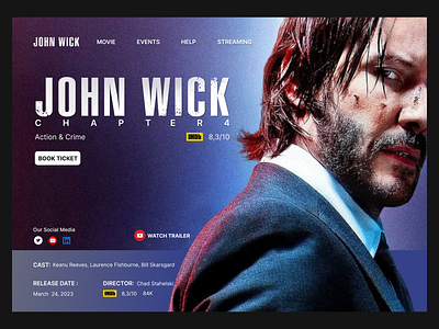 2 Landing Pages designs for the new John Wick Chapter 4 3d graphic design landing page logo motion graphics ui