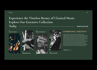Homepage - Hero Banner Design for Classical Music album classical music design design concept hero banner homepage landing page music music collection musicalinstruments orchestra typography ui ux