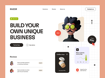 Razor Website design interface product service startup ui ux web website