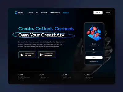 Quibo Landing Page animation app art branding design illustration lan llanding page logo motion graphics ui ux