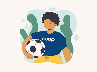 Illustration and animation for COOP supermarkets 2d animation ball boy cute design flat football illustration loop motion player simple sport vector