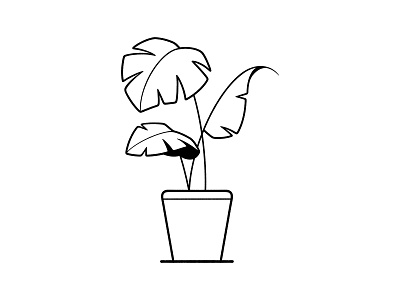 🌿 black and white cartoon comic drawing home home plants icon illustration line minimal monochrome plant procreate product design simple ui ux web design