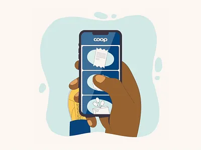 Illustration and animation for COOP supermarkets 2d animation branding design flat hand illustration motion phone scrolling vector